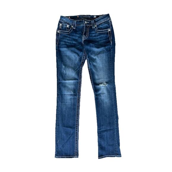 Miss Me Women’s Embellished Sequin Signature Straight Blue Denim Jeans 27x33.5 - Picture 1 of 8